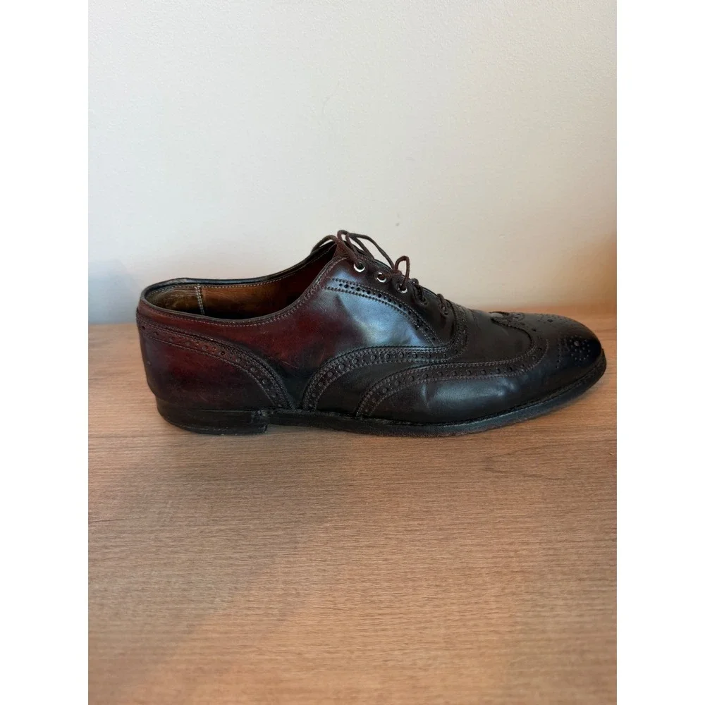 Lloyd Comfort Mens Burgundy Leather Wingtip Oxford Shoes Made in Germany 9.5 C